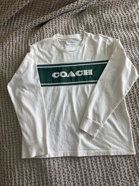 Coach long sleeve shirtColor: Green and whiteSize large